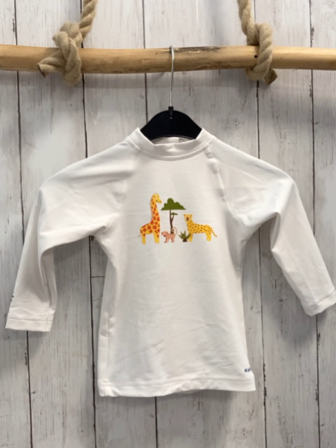 Decathlon  Langarmshirt  Gr. 92  weiß Wilde Tiere 