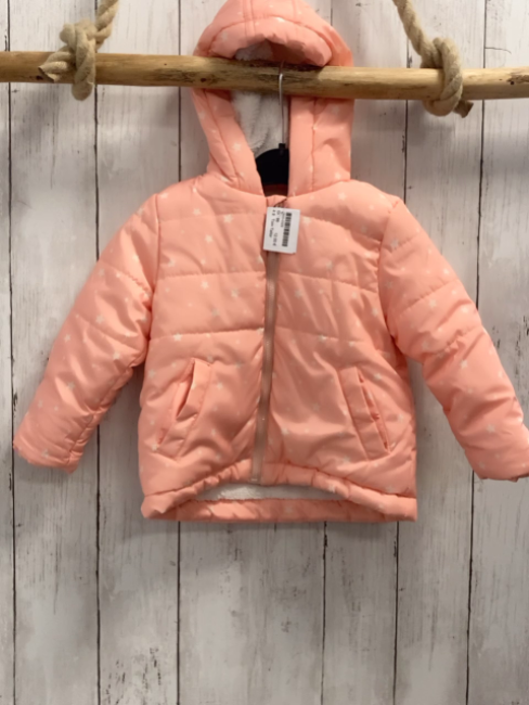 Tom Tailor  Winterjacke  Gr. 86  lachs weiße Sterne weißes Plüschfutter