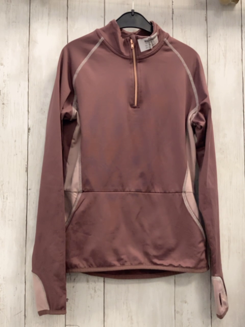 Felix Bühler  Sportshirt lang  Gr. 152  brombeere altrosa weiße Nähte bronze Reißverschluss 