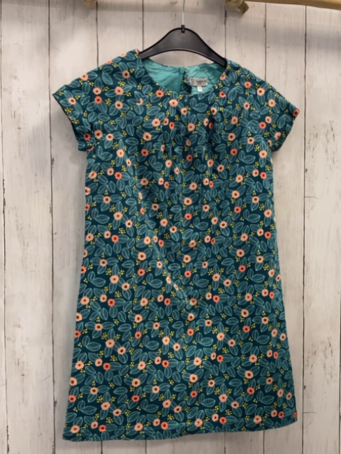   Kleid  Gr. 152  petrol mint Blätter rosa lachs Blumen 
