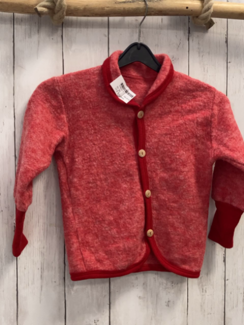 Cosilana  Walkjacke  Gr. 92  rot dunkelroter Bund 100 % Schurwolle 