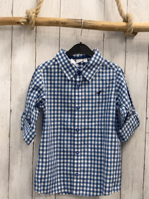 Manguun Hemd Gr. 122  blau weiß kariert