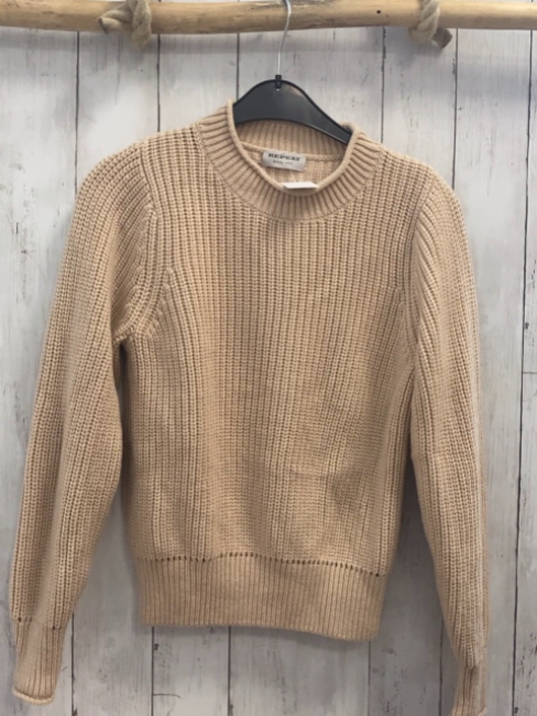 Repeat  Pullover  Gr. 158  beige Strick 100 % Wolle 