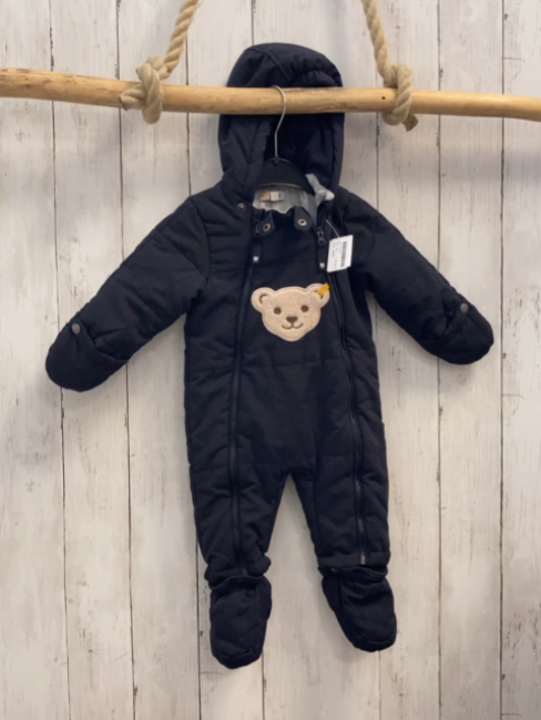 Steiff Winteroverall + Schühchen  Gr. 62  blau Kapuze 