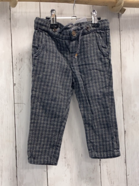 H&M Hose Gr. 80  grau beige kariert Kordel