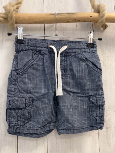   Shorts  Gr. 98  grau hellgrau kariert weiße Kordel 