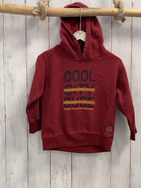 Blue Seven  Pullover  Gr. 104  weinrot Kapuze Schrift 