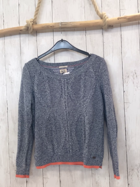 Tommy Hilfiger Pullover blau meliert Strick pink Bund