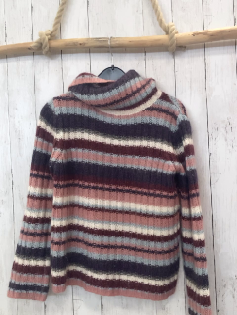 H&M Pullover lila rosa weiß hellblau Streifen Strick