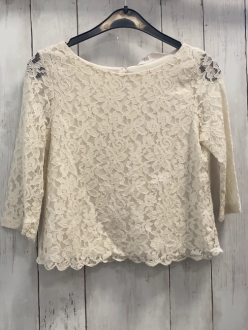 H&M  Bluse  Gr. 146  beige zweilagig Blumenstickerei
