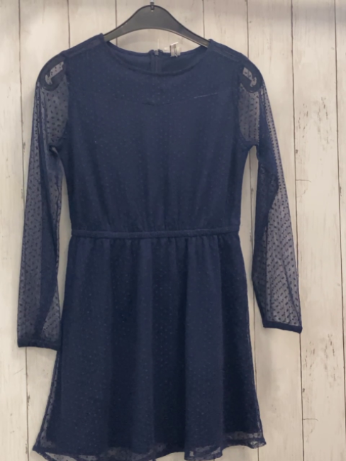   Kleid  Gr. 146/152  blau zweilagig Netz + Sterne 