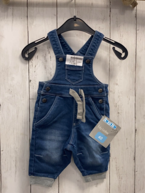 neu  Latzhose  Gr. 62  blau graue Kordel + grauer Saum 
