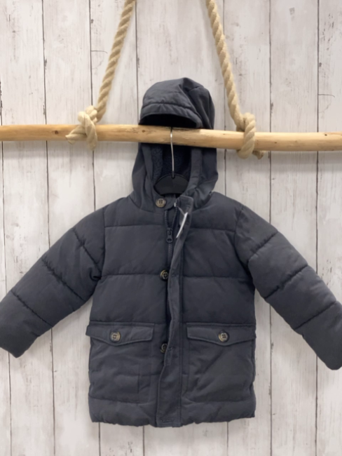   Winterjacke Gr. 92  grau Kapuze mit Teddyfutter 
