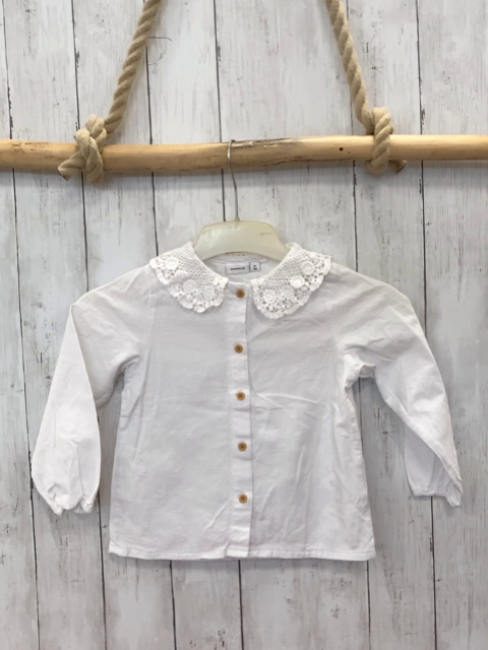 Name it  Bluse  Gr. 104  weiß großer Kragen mit Häkelei 