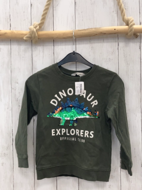 H&M Pullover  Gr. 110  kiwi Paiettenino weiße Schrift 