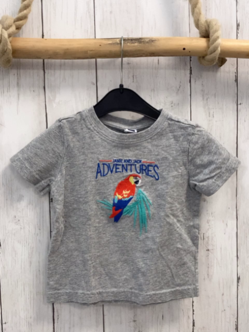 Janie & Jack  T-Shirt  Gr. 86  grau Papagei Schrift 