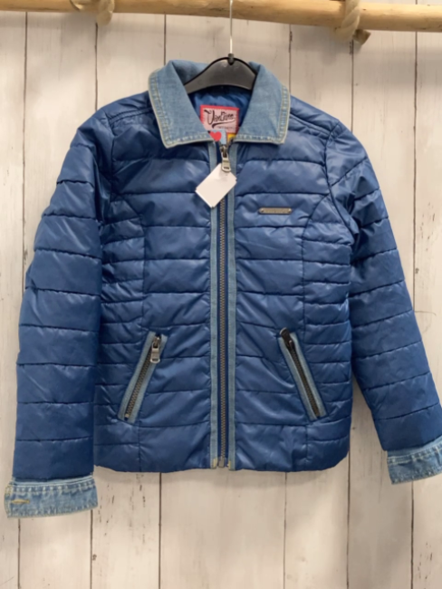 Vingino Jacke Gr. 128  blau Stepp und Jeanselemente