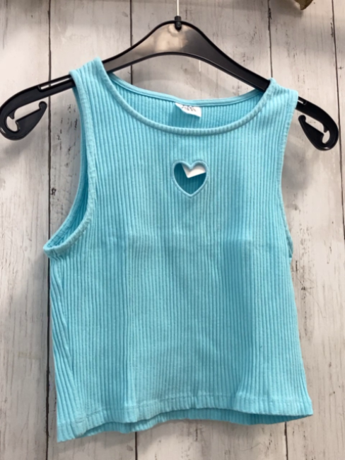 Zara  Top Gr. 134  hellblau Rippen 