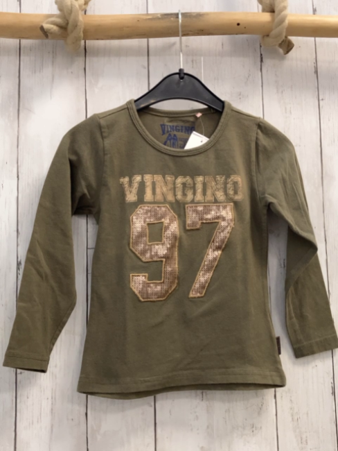 Vingino  Langarmshirt  Gr. 104  kiwi goldene + bronze Schrift mit Pailetten 