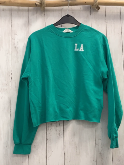 H&M  Pullover  Gr. 158  grün weiße Schrift 