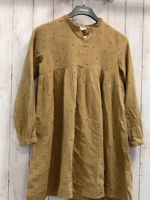 Vertbaudet  Kleid  Gr. 152  ocker Struktur Blumen 