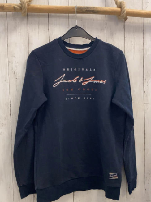 Jack & Jones  Pullover  Gr. 170/176  blau weiß rost Schrift 