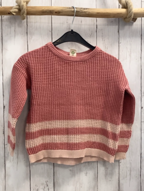 Alana  Pullover  Gr. 122  lachs rosa Streifen Strick