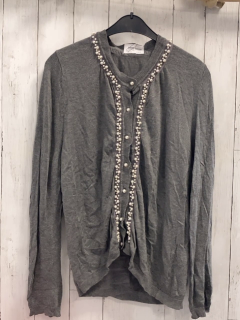  Strickjacke Gr. S grau Perlen