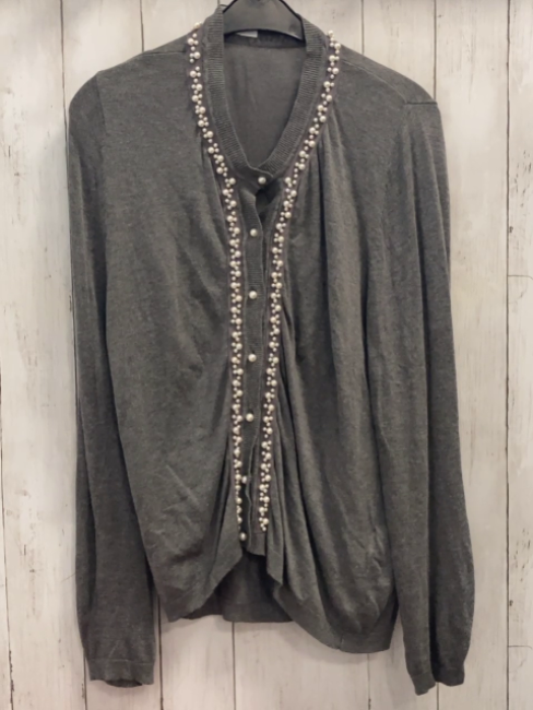  Strickjacke Gr. S grau Perlen