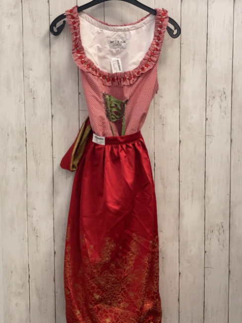 Melega 2tlg Trachtenkleid Gr. 38  rot weiß kariert mit roter Schürze