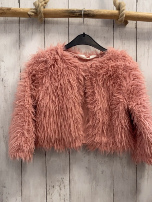 H&M  Plüschjacke  Gr. 110  rosa Kapuze 