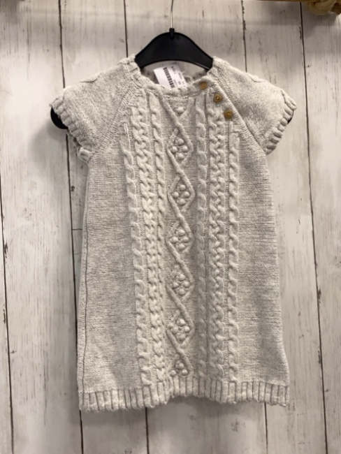 H&M Kleid Gr. 86  grau Strick Zöpfe