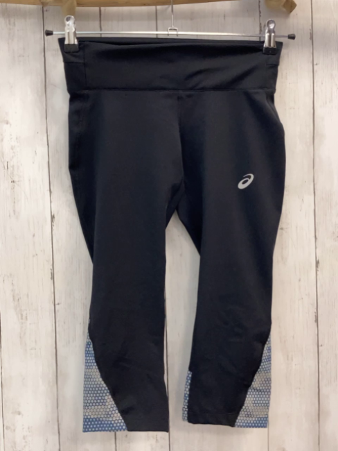 Asiscs  Sportleggings  Gr. 152  schwarz + hellblau mit grauem Wabendruck 