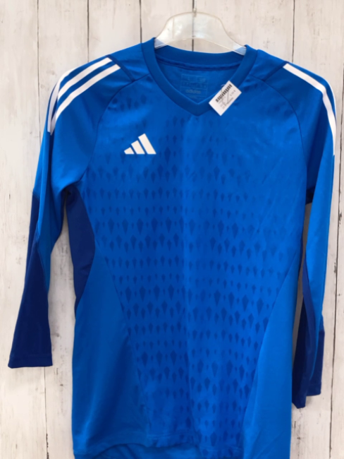 Adidas Sportshirt Gr. L blau weiße Streifen Langarm