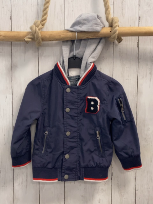 Babyface  Jacke  Gr. 86  blau graue Kapuze blau rot weißer Streifenbund 