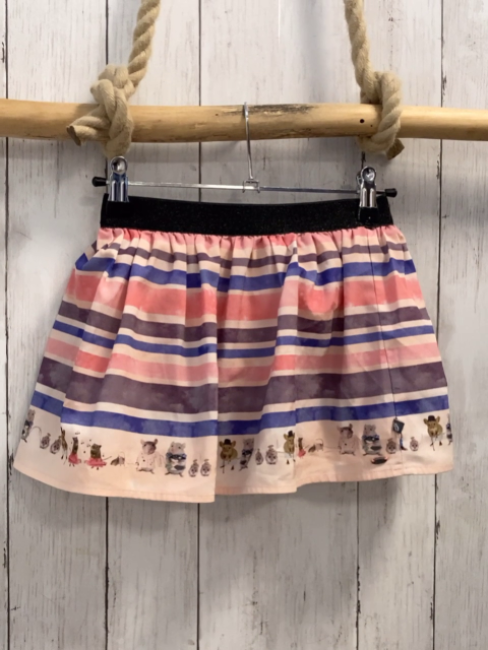 Jilly  Rock Gr. 122  creme lila aubergine himbeere Streifen Mäuse schwarzer Glitzerbund 