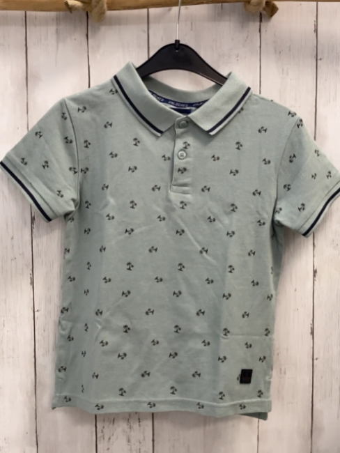 Unliocket  Poloshirt  Gr. 128  mint graue Palmen 