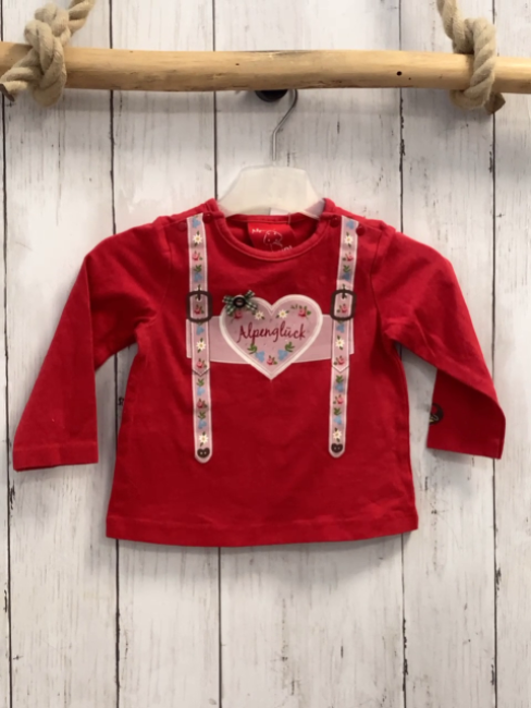 Bondi Langarmshirt  Gr. 74  rot Hosenträger mit Latz 