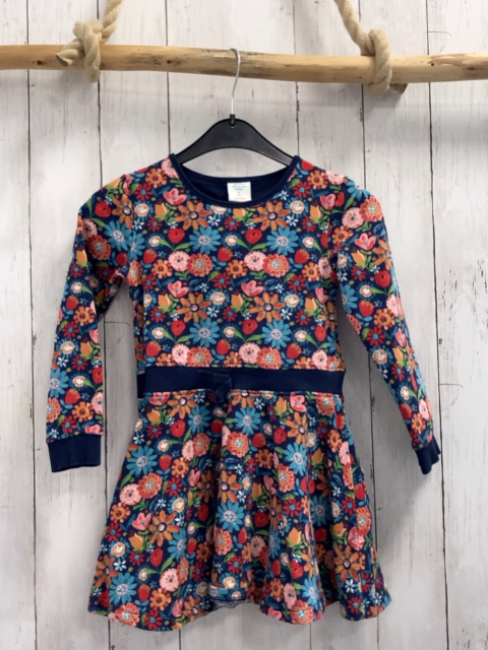 Boboli  Kleid  Gr. 116  blau bunte Blumen blauer Bund 
