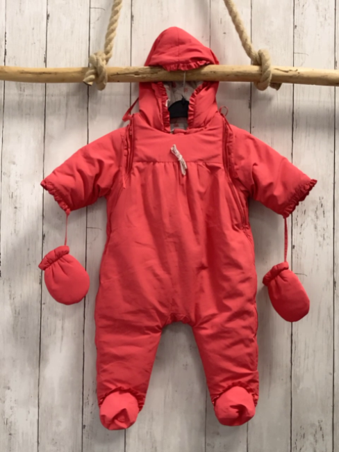 2tlg jacadi Winteroverall + Handschuhe Gr. 62  himbeerton