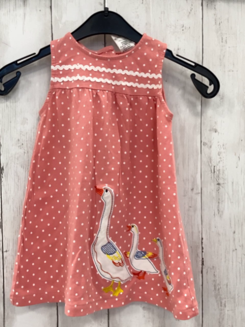 Pusblu  Kleid  Gr. 86  himbeere weiße Punkte Gänse + Zierborten