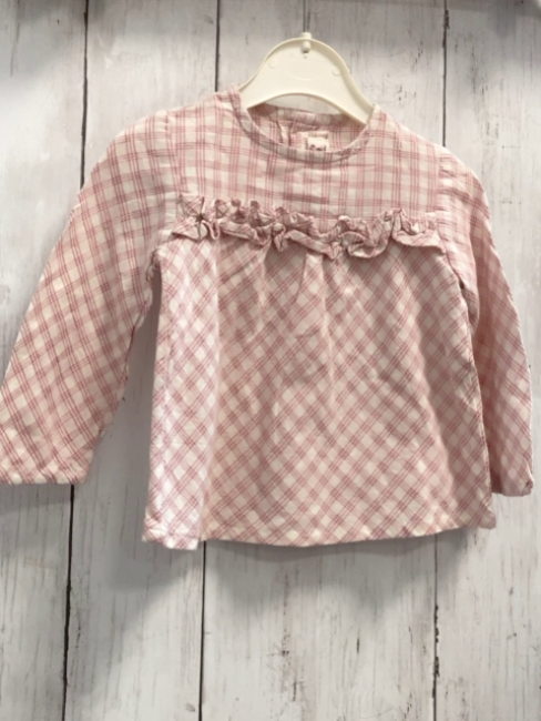 Zara  Bluse  Gr. 74  weiß rosa kariert Rüschen