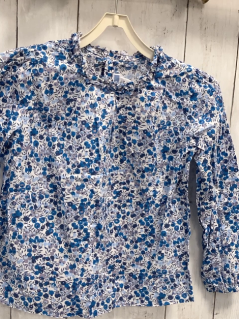 Jacadi  Bluse  Gr. 116  weiß blau hellblaue Blumen 
