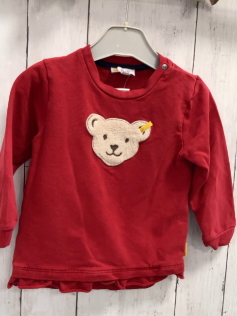 Steiff  Pullover  Gr. 86  rot Plüschbärenkopf 
