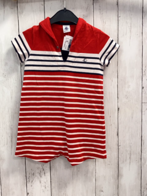 Petit Bateau  Playsuit  Gr. 86  rot weiß + blau weuße Streifen roter Kragen 