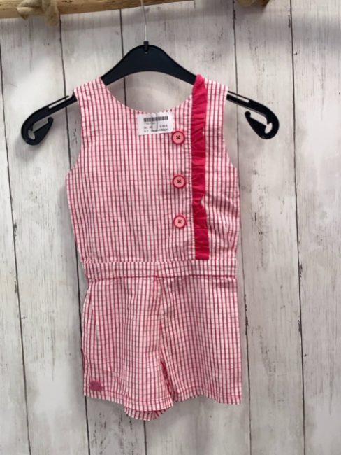Sergent Major  Playsuit  Gr. 98  weiß pink kariert pink Rüschen 