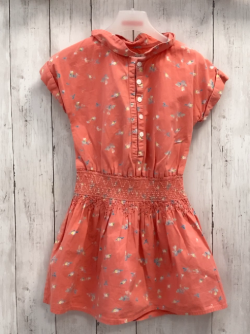 Cyrillus  Kleid  Gr. 116  hellrot Blumen gesmokter Taillenbereich 
