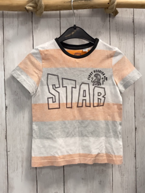 Chicco  T-Shirt  Gr. 104  weiß orange hellgraue Streifen Tiger Schrift 
