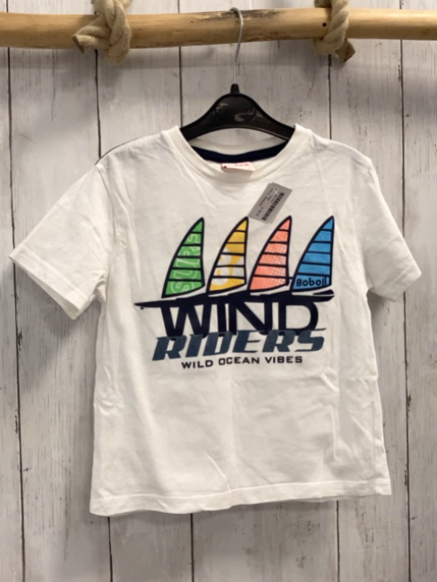 Boboli  T-Shirt  Gr. 104  weiß bunte Surfbretter Schrift 