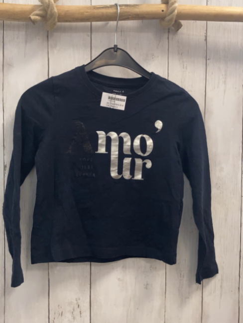 Name it  Langarmshirt  Gr. 122/128  blau schwarz silber Schrift 